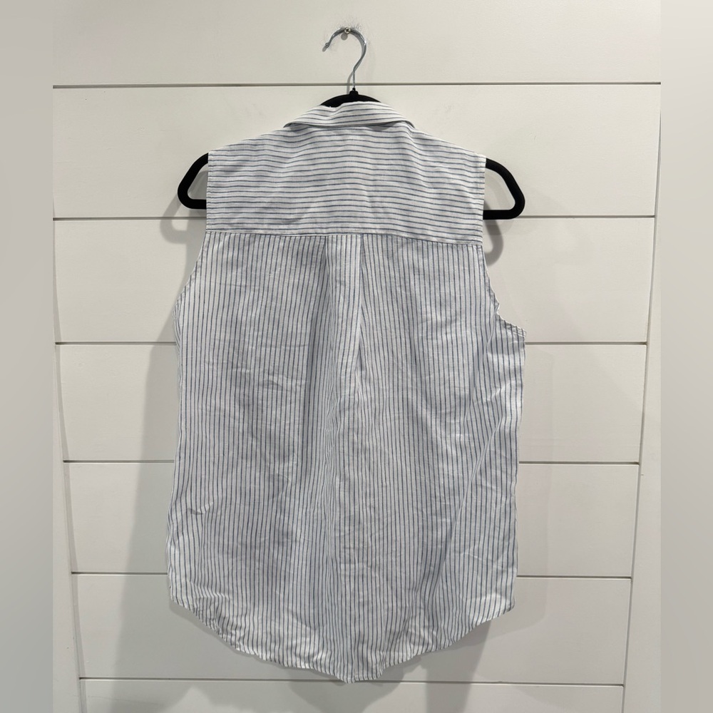 Frank and Eileen white blue thin stripe Fiona button down top - Picture 6 of 6
